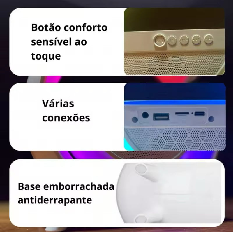 Luminária Led Carregador Indução com Caixa de Som