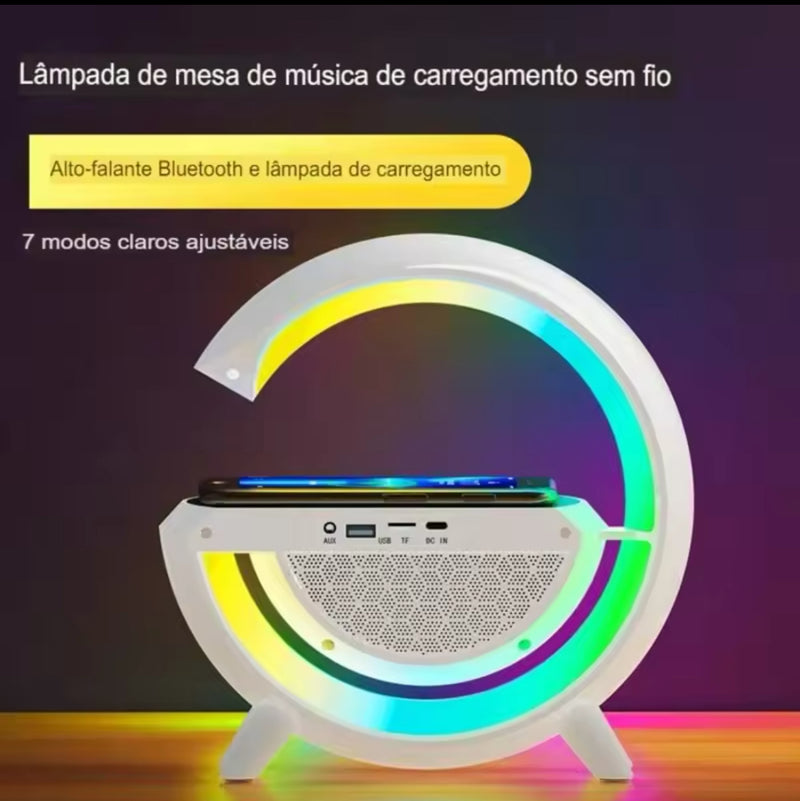 Luminária Led Carregador Indução com Caixa de Som